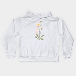 Daisy Flower Illustration With Latin Name Bellis Perennis Kids Hoodie